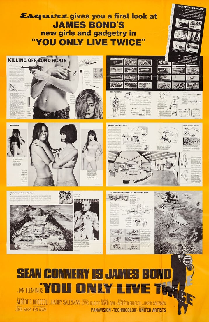 JAMES BOND: YOU ONLY LIVE TWICE - 40 x 60; Esquire Magazine Style; Near Mint Folded (1 of 1)