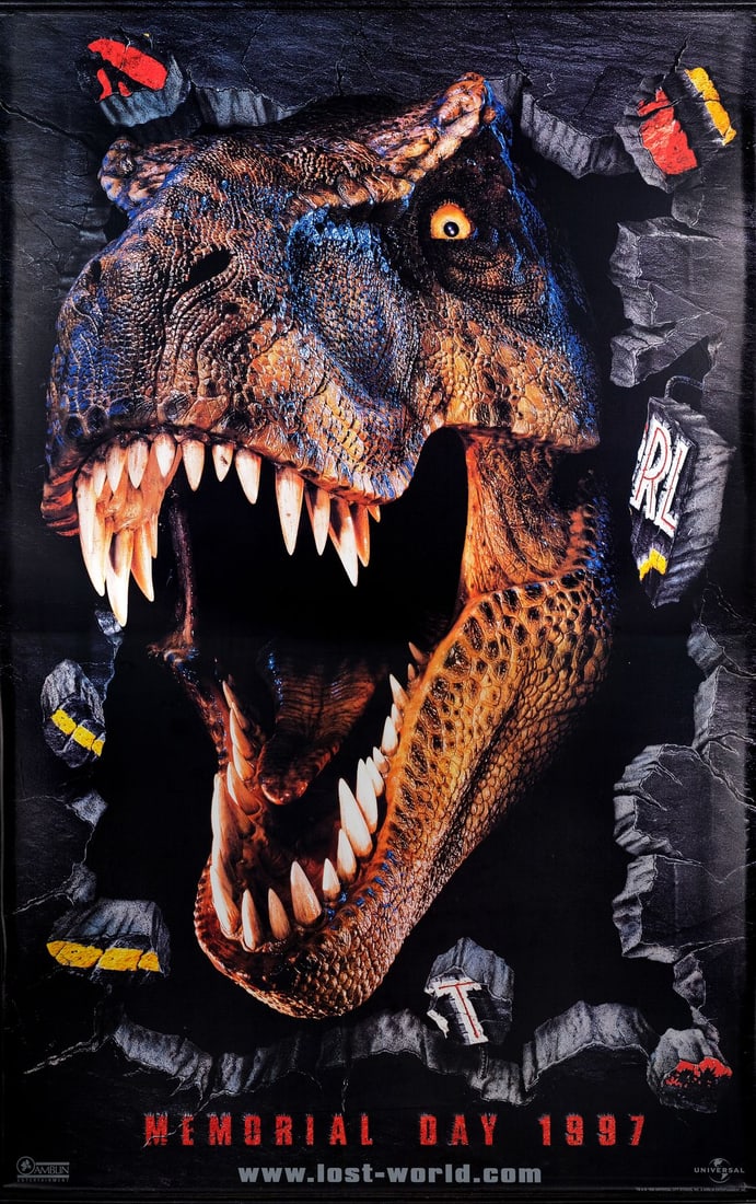 LOST WORLD, THE: JURASSIC PARK - Vinyl Banner (59" x 94"); Advance; Near Mint Rolled: LOST WORLD, THE: JURASSIC PARK Vinyl Banner (59" x 94"); Advance ; Near Mint Rolled Universal, 1997 This superb, large-format advance vinyl banner was issued before the film's release. The full-sized