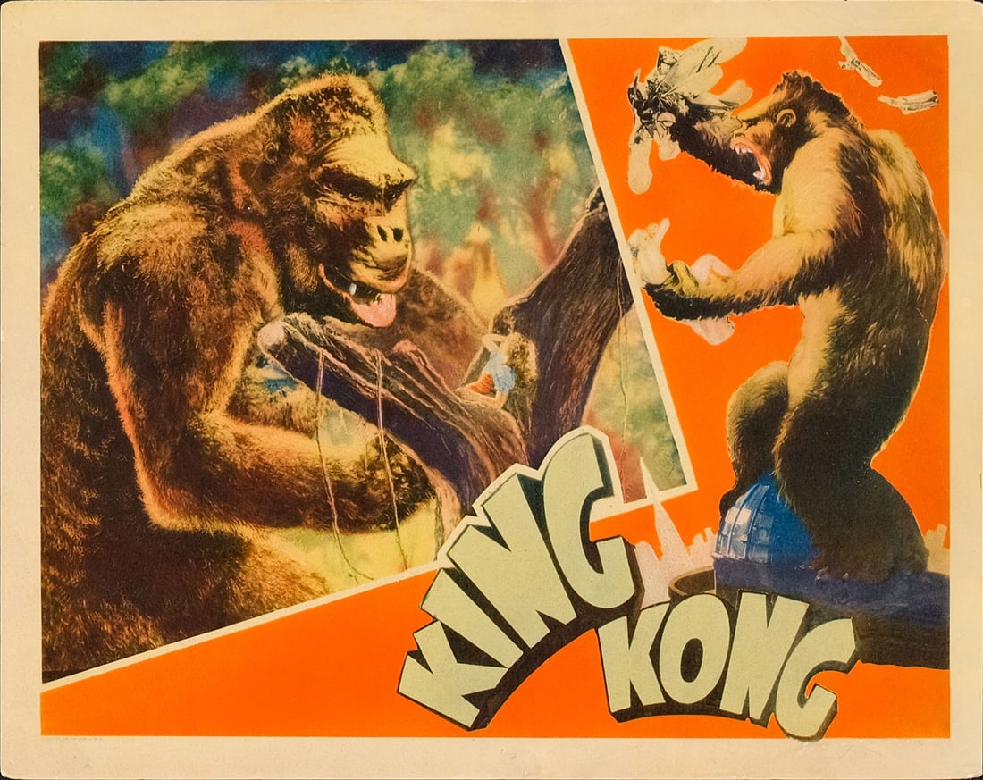 KING KONG - Lobby Card (11" x 14"); Very Fine: KING KONG Lobby Card (11" x 14") ; Very Fine RKO, 1933 King Kong places Fay Wray on the branches of a tree before engaging in battle with a prehistoric beast on this stunning, original-release lobby