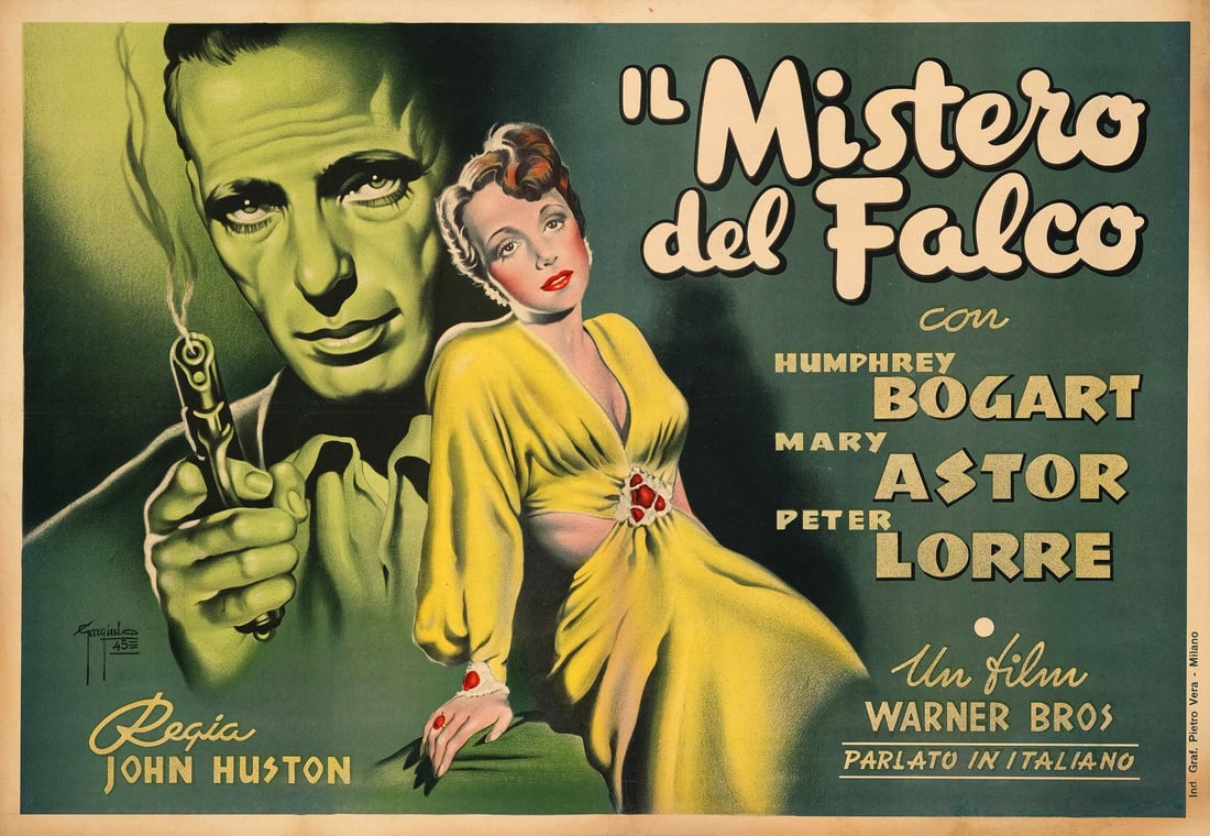 THE MALTESE FALCON - First Post-War Italian Release Foglio (39" x 27"); Stone Lithograph; Very Fine (1 of 1)