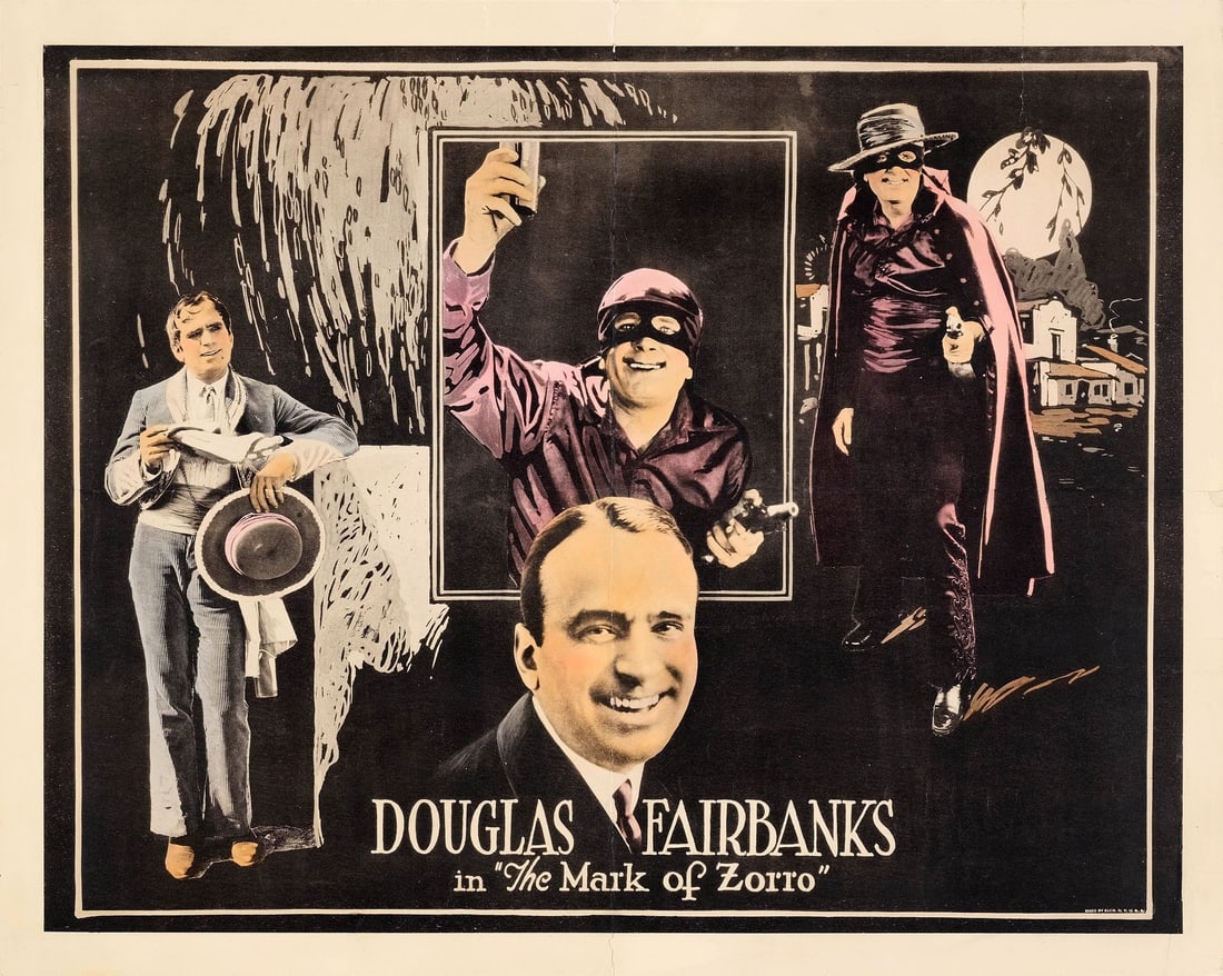 THE MARK OF ZORRO - Half Sheet (22" x 28"); Very Fine- on Paper: THE MARK OF ZORRO Half Sheet (22" x 28") ; Very Fine- on Paper United Artists, 1920 From the first of Douglas Fairbanks' epic costume adventures, this beautiful half