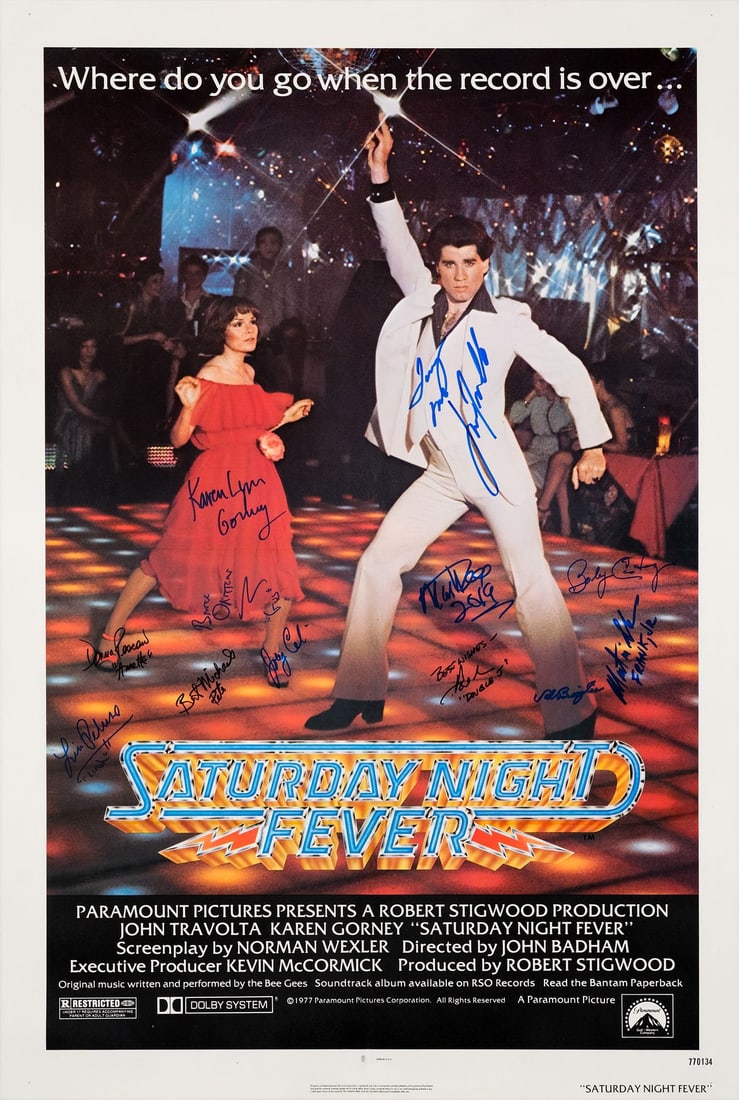 SATURDAY NIGHT FEVER - One Sheet (27.5" x 41") Signed by John Travolta, Karen Lynn Gorney, Donna (1 of 1)