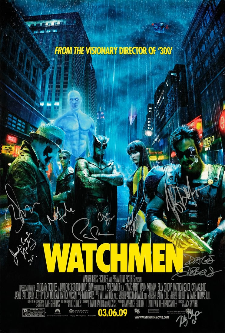 WATCHMEN - One Sheet (27" x 40") Signed by Zack Snyder, Dave Gibbons, Jackie Earle Haley, Malin (1 of 1)