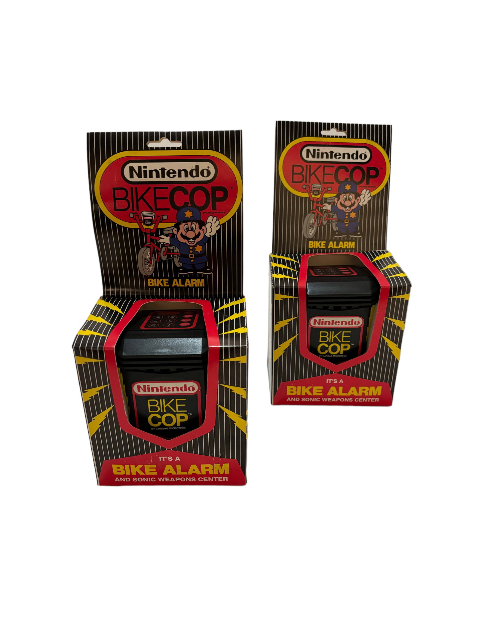 1989 Nintendo Super Mario Brothers Bike Cop Alarms: RARE 1989 Nintendo Super Mario Brothers bike cop alarms (2) in box! Condition Concerning condition all lots are sold "as is" please read our terms and conditions before bidding.