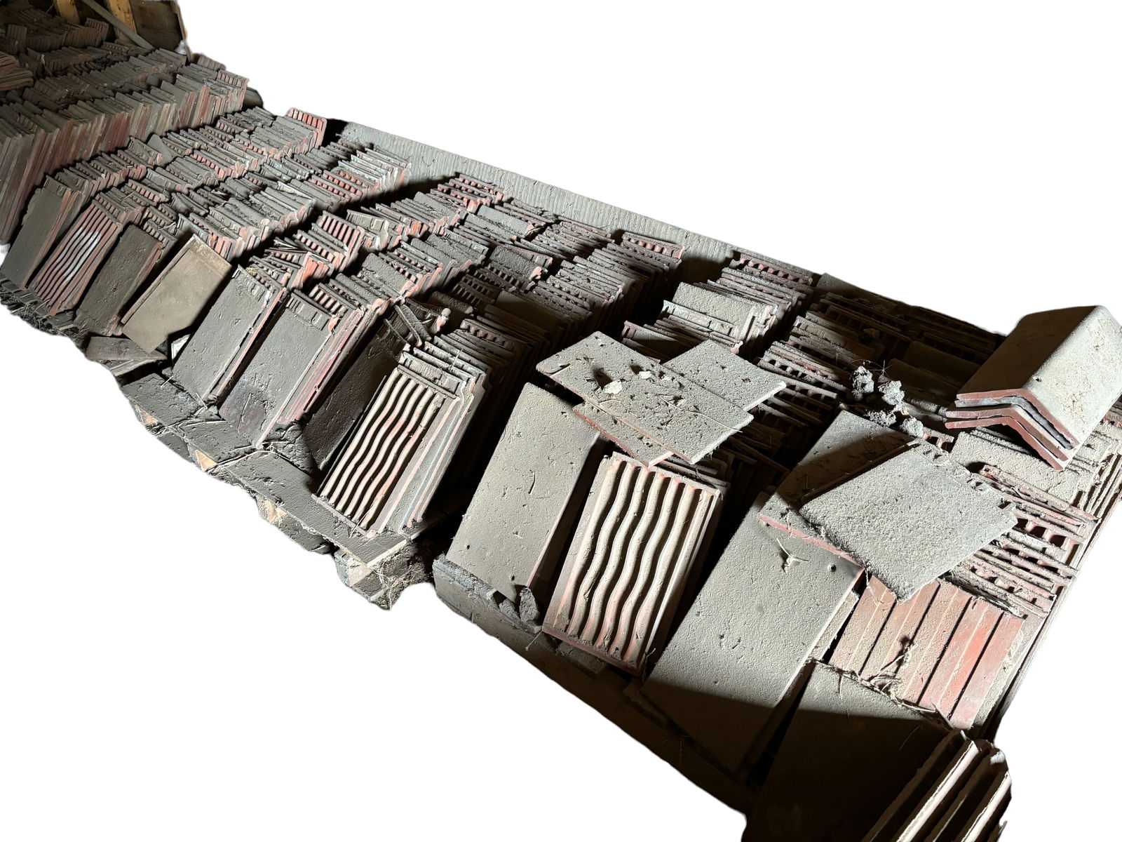 Dan Forth Chapel (KU) Terra Cotta Roof Tiles: These vintage terra cotta tiles were reclaimed from the Dan Forth Chapel renovation project. 2 hole overlap. ...What a find! Condition Concerning condition all lots are sold "as is" please read our te