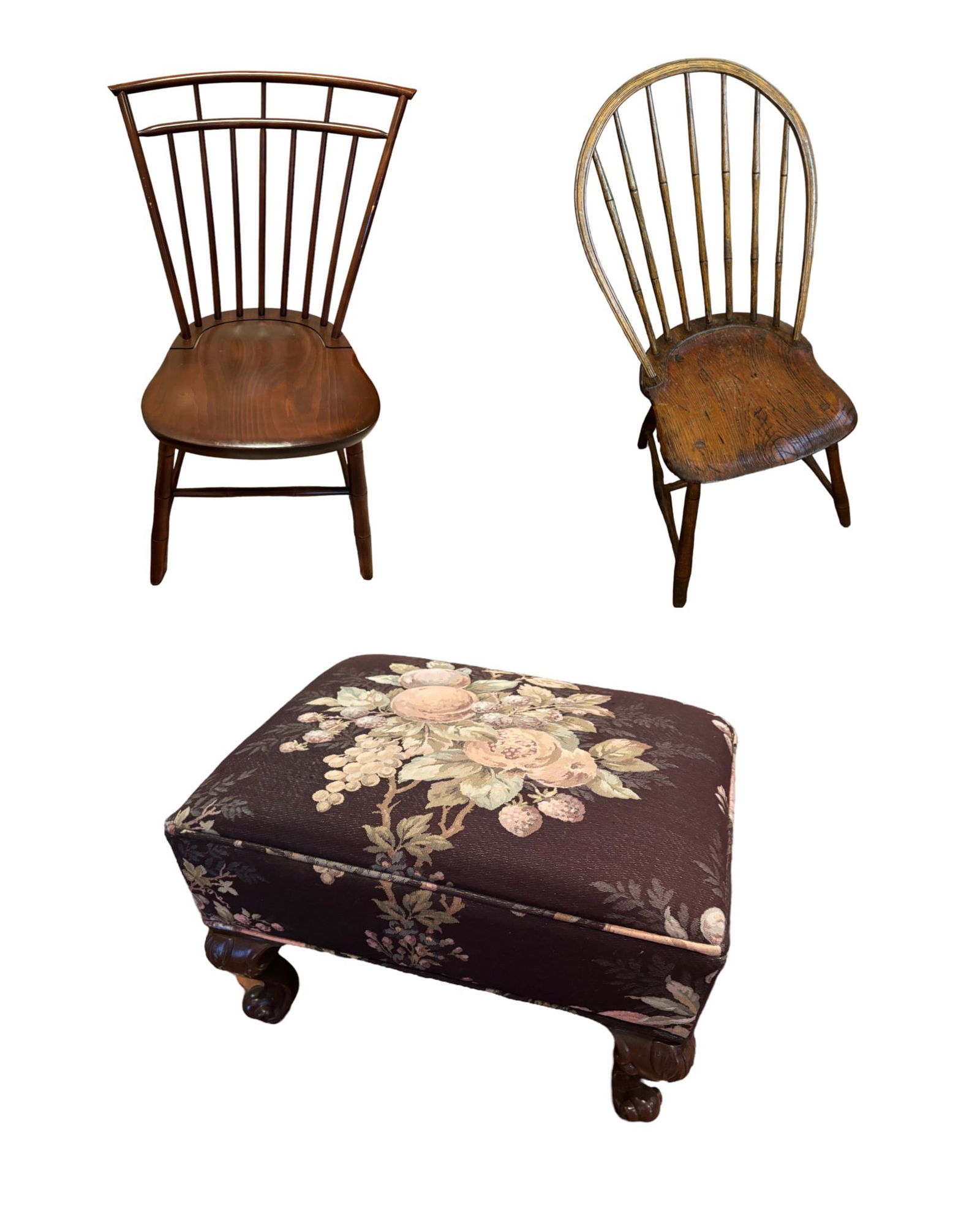 Vintage Windsor Chairs & Floral Footstool (1 of 20)