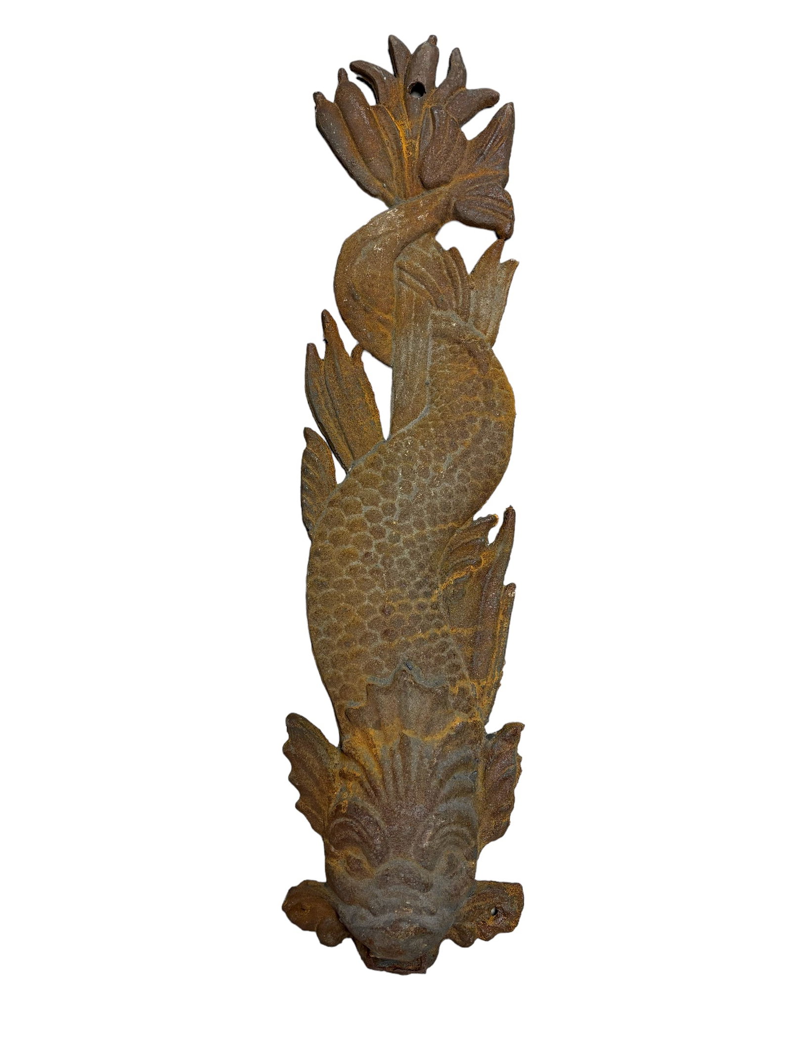 Cast Iron Dolphin/Serpent Spout: Dolphin figural fountain spout, natural patina, heavy cast iron. apron 36" ! Please see terms and conditions for 3rd party shipping/mover information, 15% buyers premium, condition terms, and other im