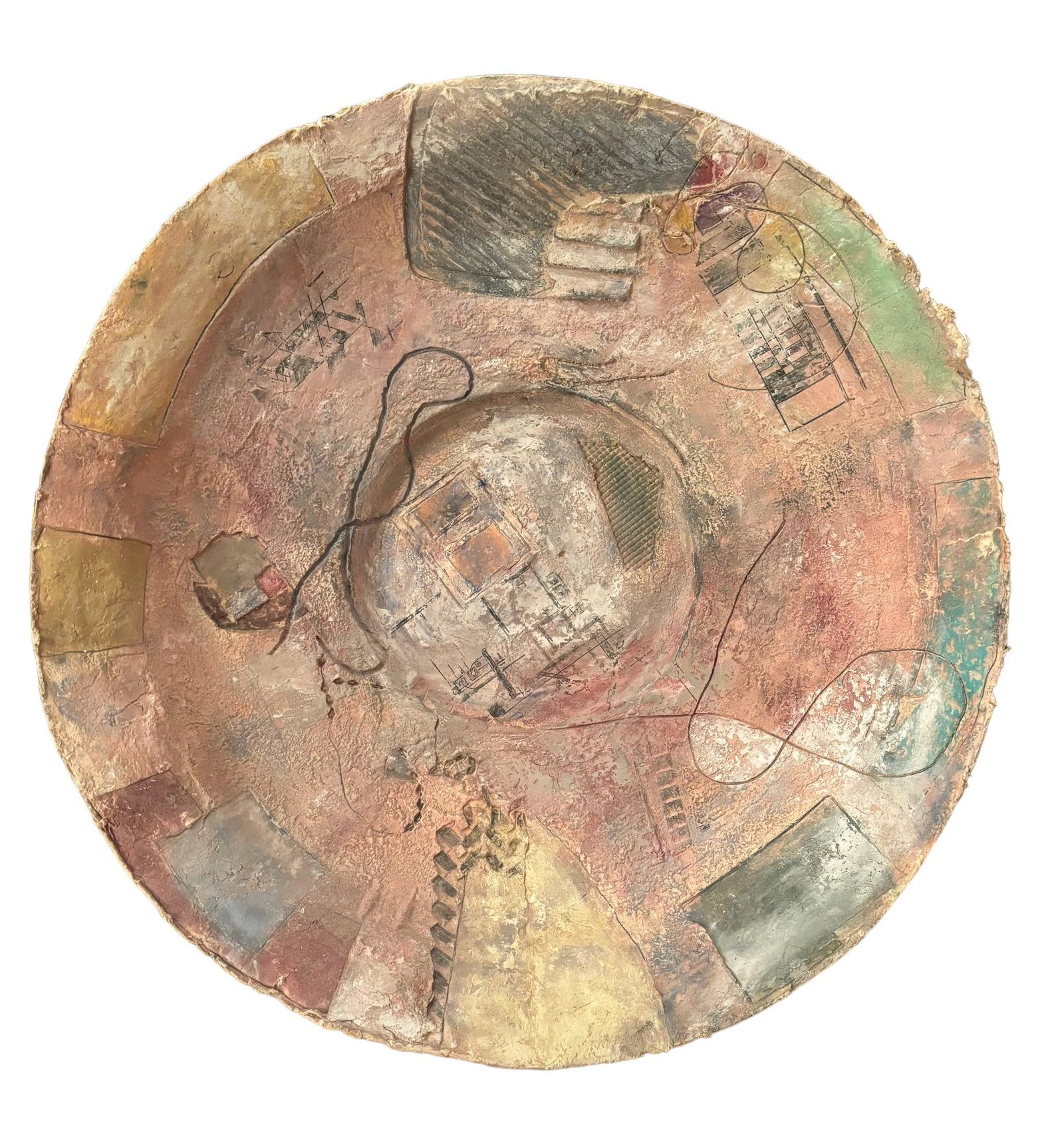 Contemporary Art by Melnick: Borderless enlargement signed by Melnick, contemporary design in pastels on heavy paper composite . 30" diameter ! Please see terms and conditions for 3rd party shipping/mover information, 15% buyers 