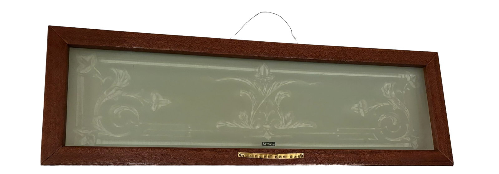 Vintage Santa Fe Transom Window: Santa Fe Transom window car #404 oak frame with Santa Fe plate 25x8 ! Please see terms and conditions for 3rd party shipping/mover information, 15% buyers premium, condition terms, and other important