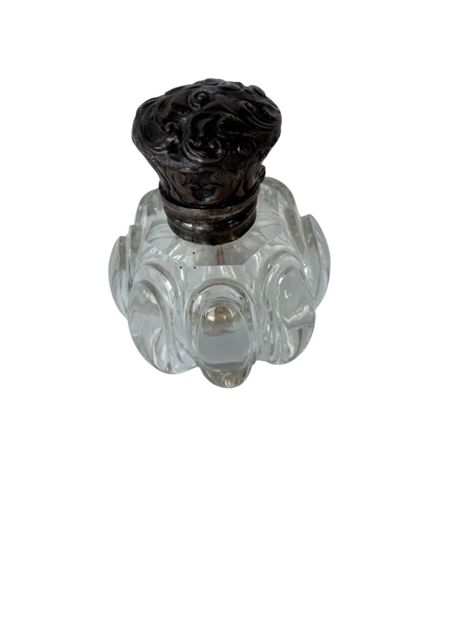 Antique Sterling and Cut Glass Victorian Perfume Bottle (1 of 5)