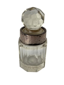 Antique Cut Glass & Sterling Victorian Scent Bottle