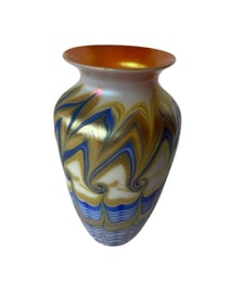 Pulled Feather Art Glass Vase
