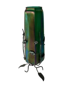 Early 20th Century Art Glass Vase with Art Nouveau Style Stand