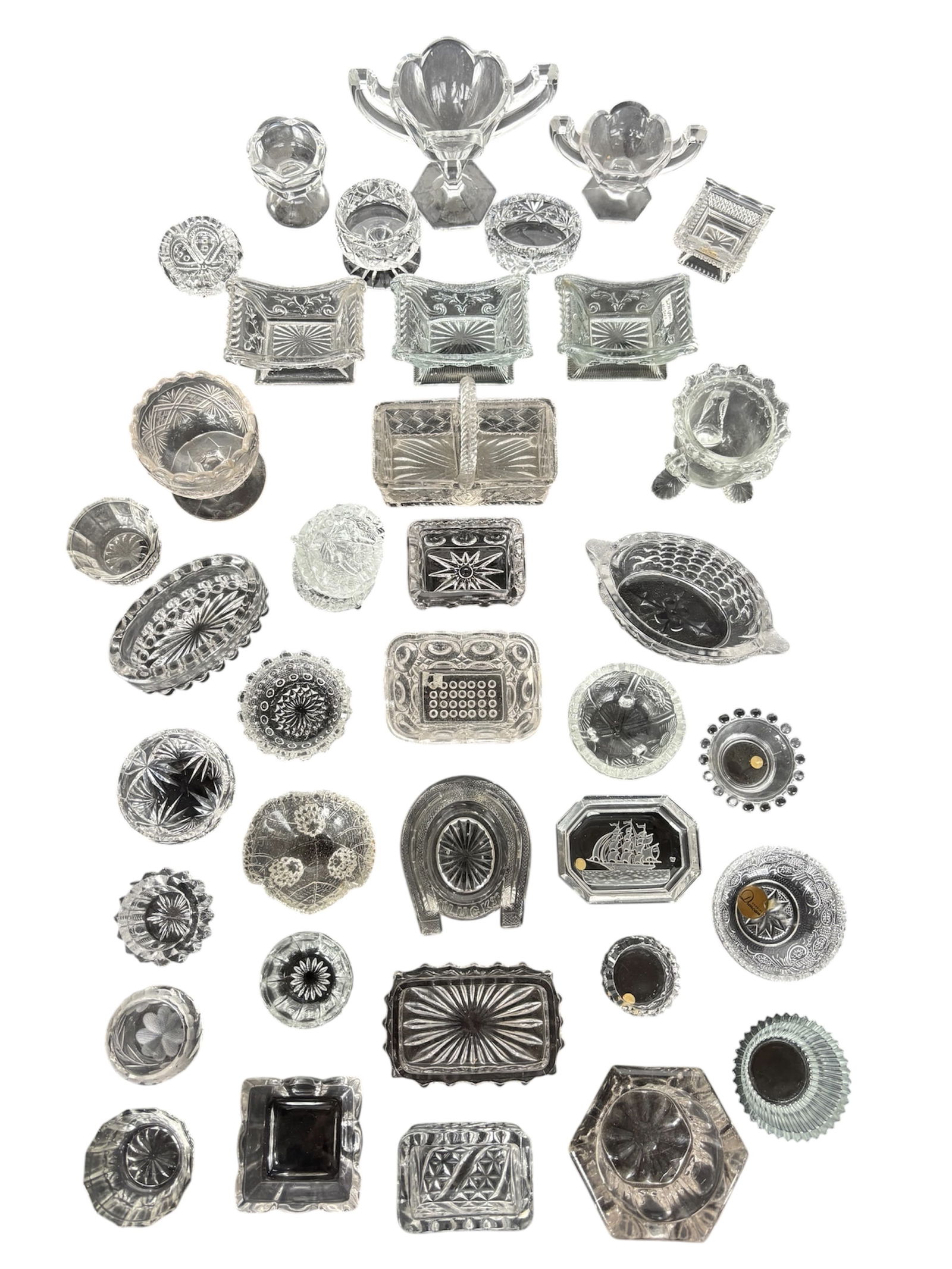 Assorted Victorian Glass Salt Cellars & Dips (1 of 13)