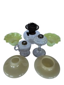 Assorted Collective of Oil Lamp Bases and Accessories