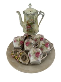 Victorian Chocolate/Tea Pot & Accent Pieces