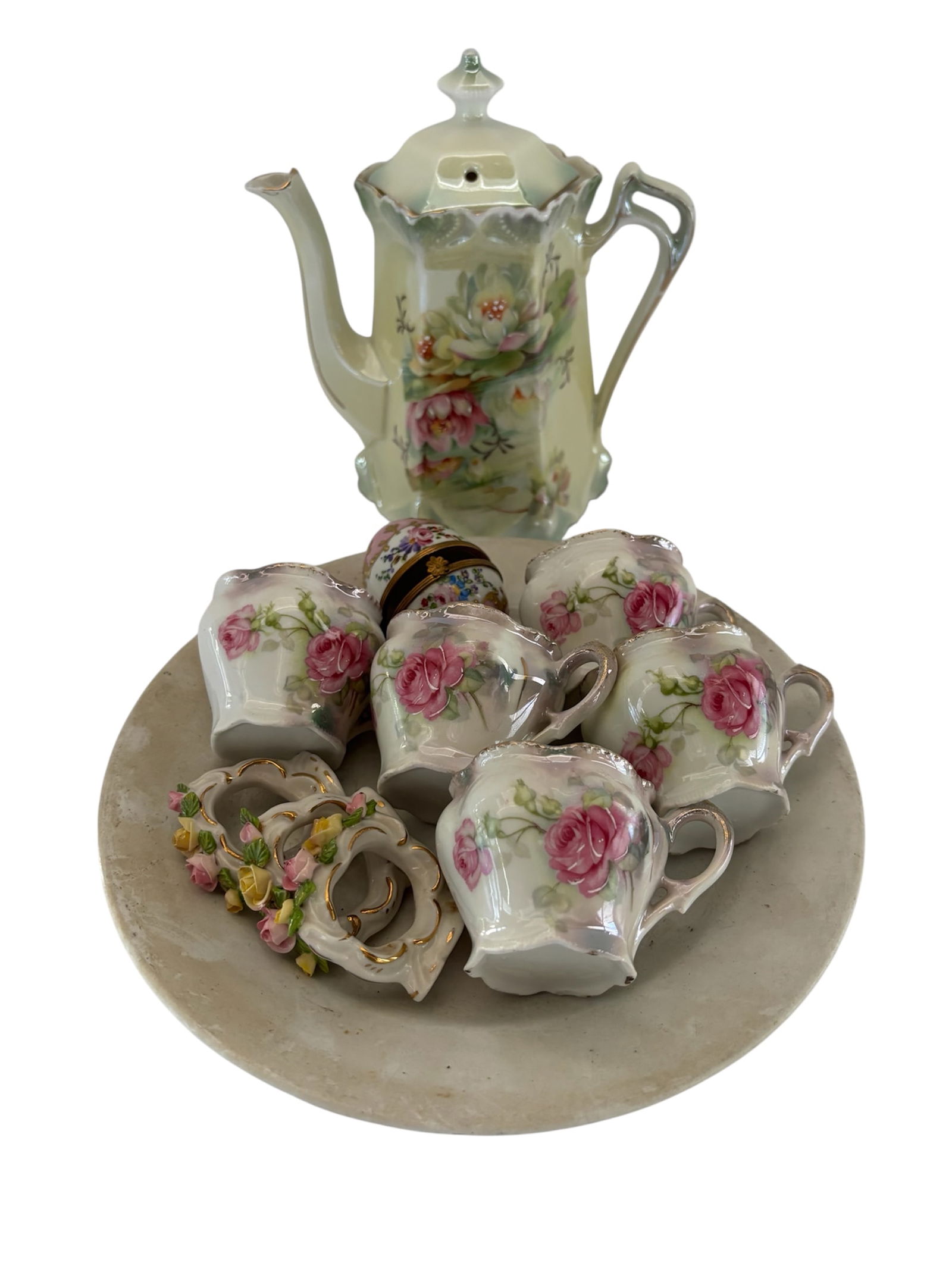 Victorian Chocolate/Tea Pot & Accent Pieces (1 of 14)