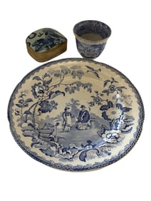 Collection of Antique English Blue Staffordshire Transferware & More