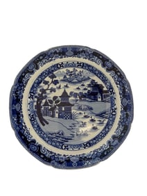 Antique Blue Willow Transferware Plate
