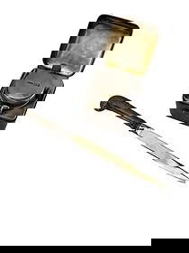 Silver Ink Well & Antique Letter Opener: Circa 1903, Grey & Co, a London-based silversmith. Sterling silver Ink Well by Nappin & Webb Ltd Queen Victoria Street, featuring flip top (latched) with glass well insert. Monogramed on top lid with