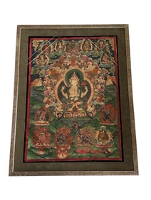 Framed Thangka Painting by Tibetan Buddhist