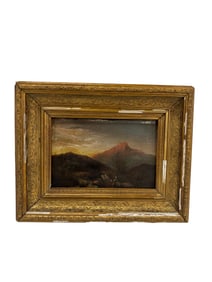 Antique Scenic Oil Painting in Gilded Antique Frame