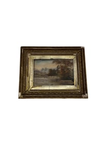 Antique Oil on Board Set in Antique Frame
