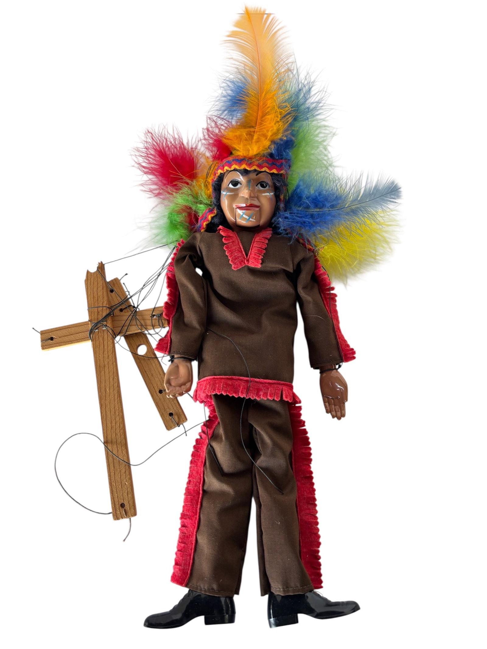 Hazelle Inc. Marionette "Indian": 1940s Rollins created more than 300 character designs, she had patents and trademarks for mechanisms for the mouths of her Marionettes, movement of their shoes, and ankles and the airplane control for