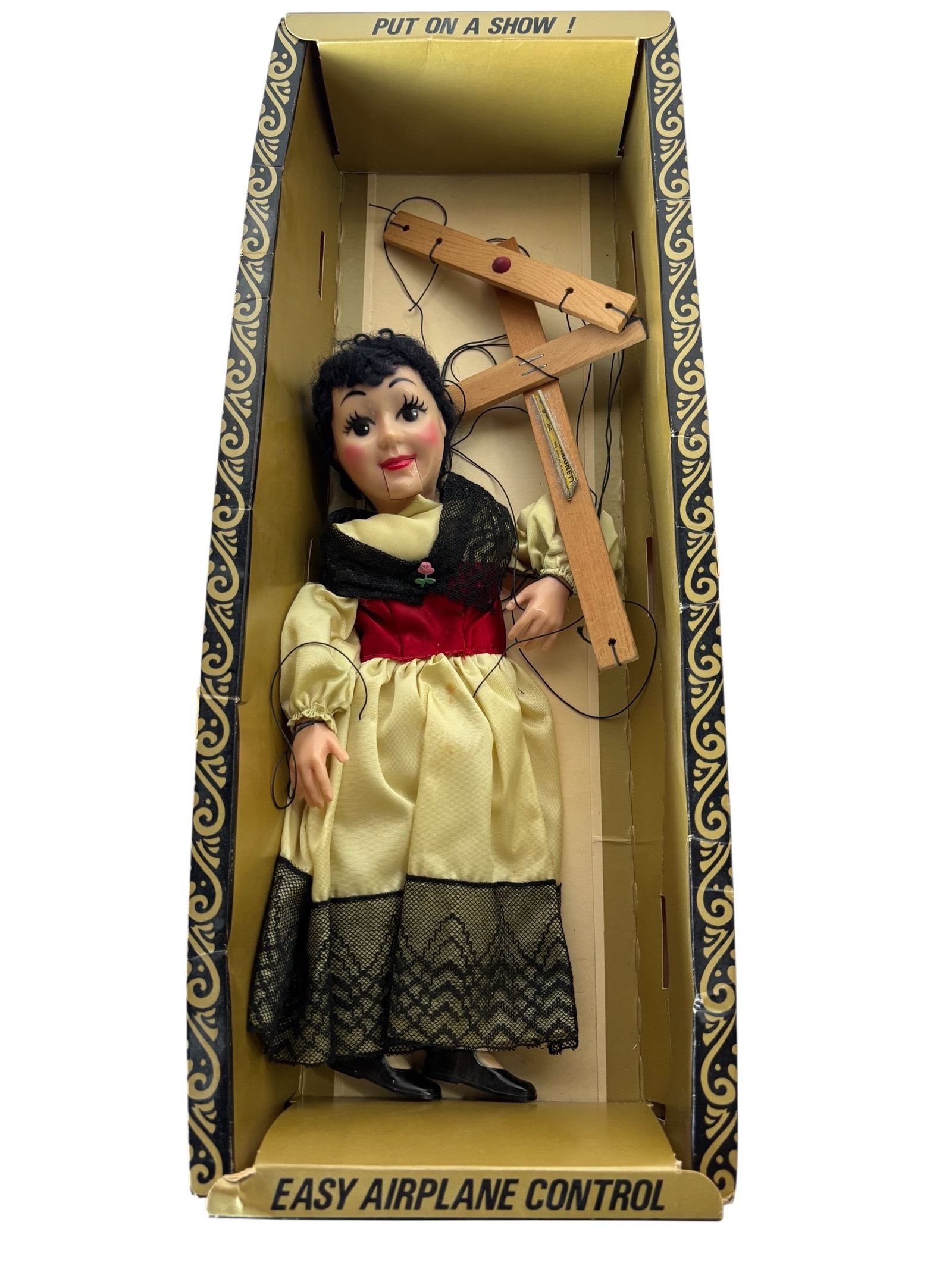 Hazelle's Marrioneette "Carmelita": "Carmelita" in box 409, Rollins created more than 300 character designs, she had patents and trademarks for mechanisms for the mouths of her Marionettes, movement of their shoes, and ankles and the ai