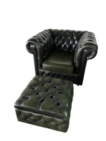 Antique Chesterfield Club Chair & Matching Ottoman