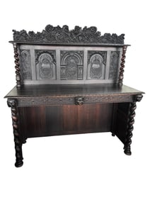 Victorian-Jacobean Revival English Sideboard Circa 1860-1890