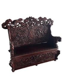 Antique Japanese "Meiji Period" Style Monk's Bench