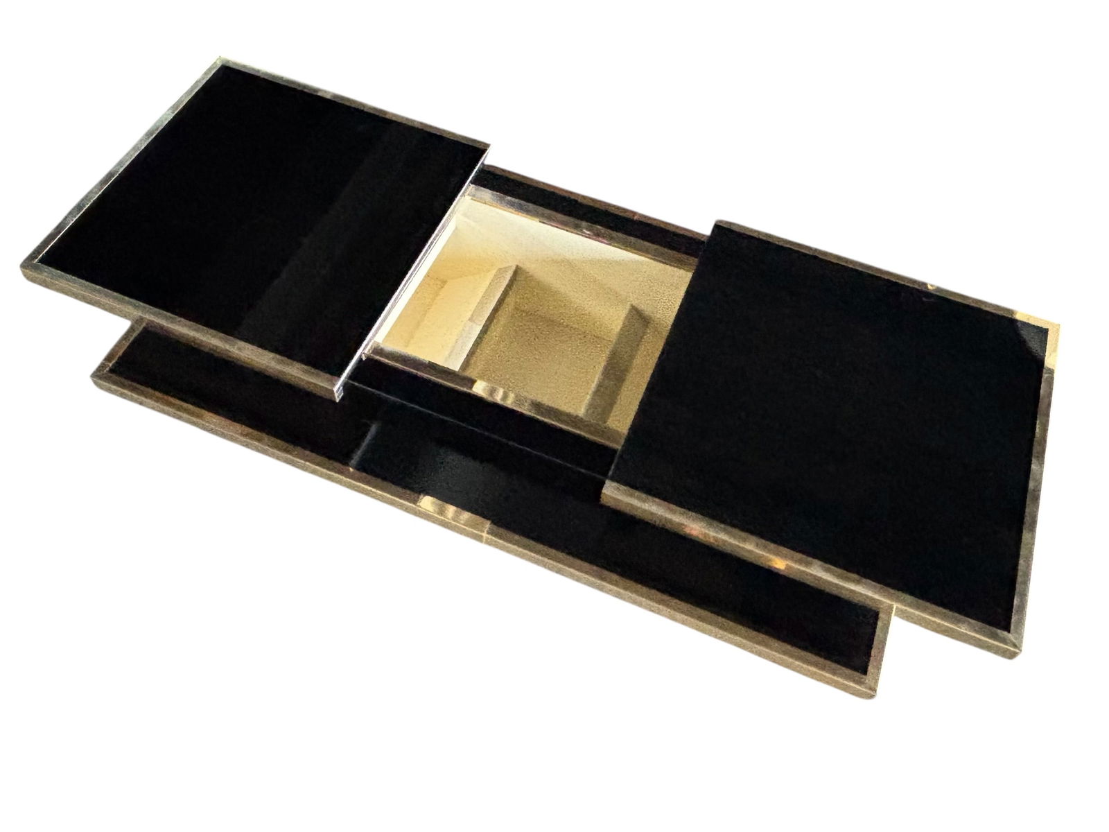 Mid Century Modern Black Lacquer & Brass Trim Dry Bar Table (1 of 12)