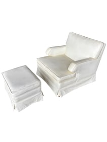 Mid Century Modern Style Leather Club Chair & Ottoman