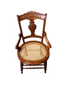 Antique Eastlake Style Victorian Cane Arm Chair