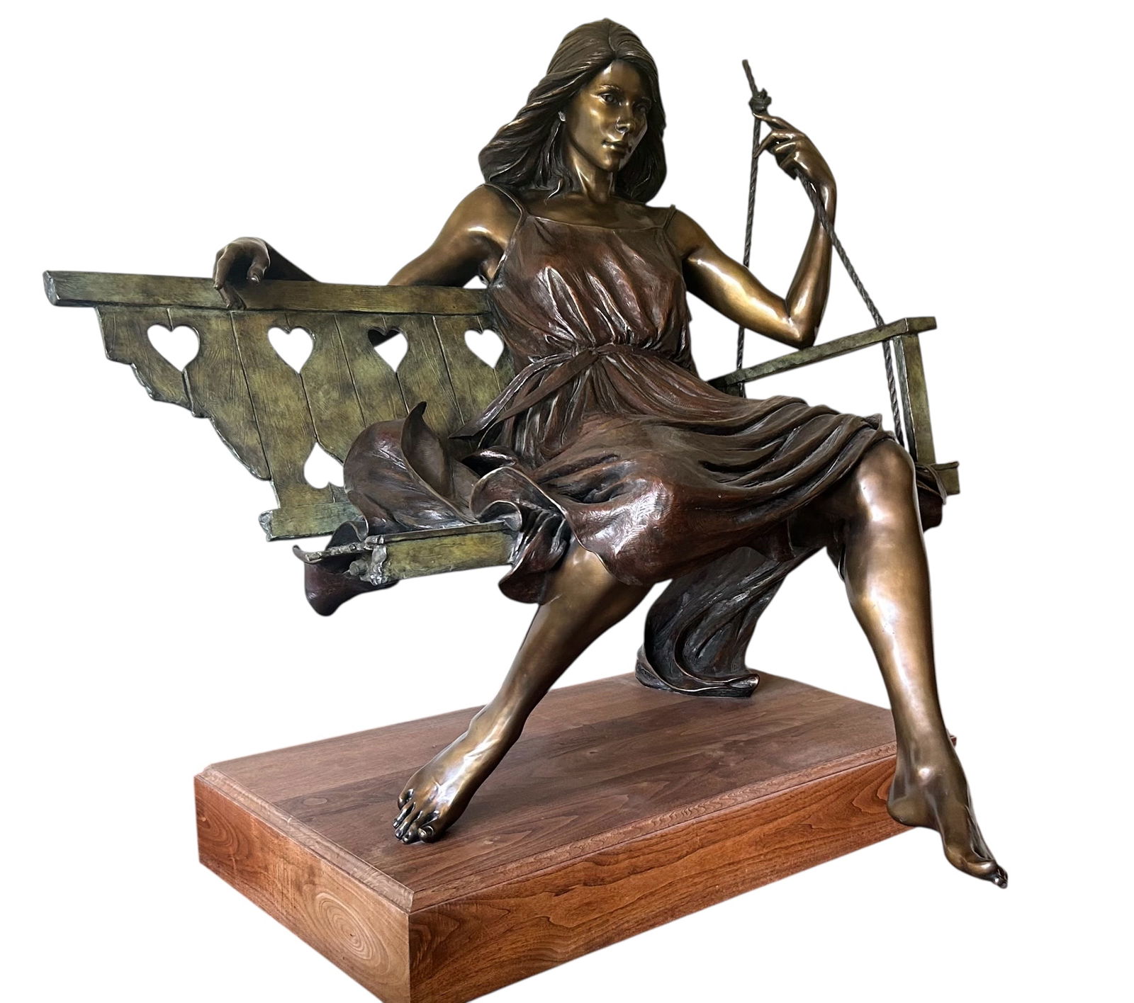 "Hearts on a Porch Swing" Lundeen Life-size Bronze (1 of 20)