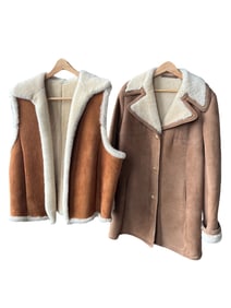 Sawyer of Napa Suede Coat & Shearling Vest
