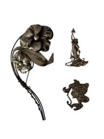 Collection of Sterling Silver Art Nouveau Brooches