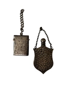 Two Antique Silver Chatelaine Components