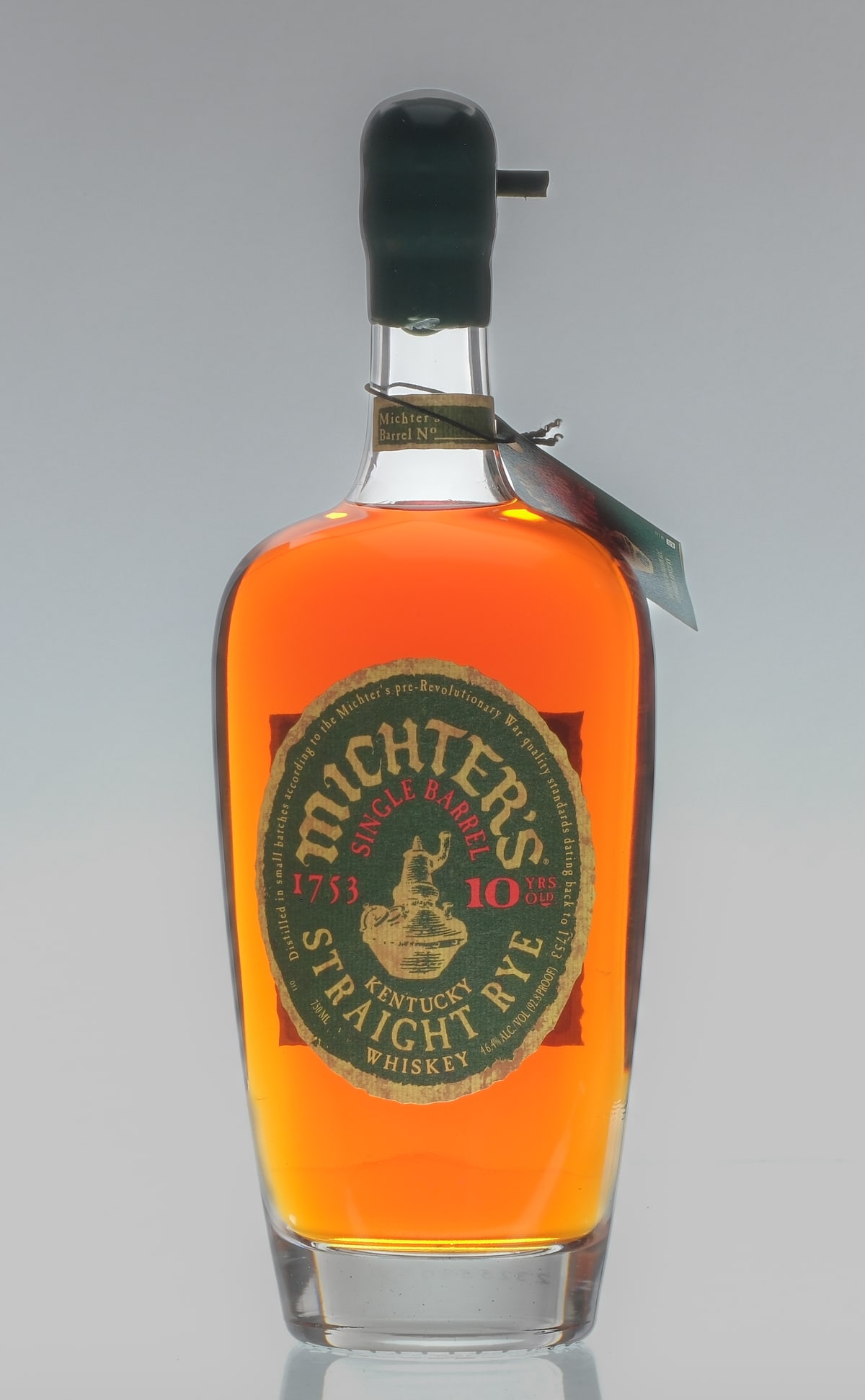 Michter's 10 Yr Old Single Barrel Rye 2023: Description Barrel No. 23H3044. 92.8 Proof (46.4% ALC.VOL). Wax seal and hang tag intact. Labels excellent. Whiskey Rye Michter's Distillery USA Kentucky 2023 10 Yrs Old 1 750ml