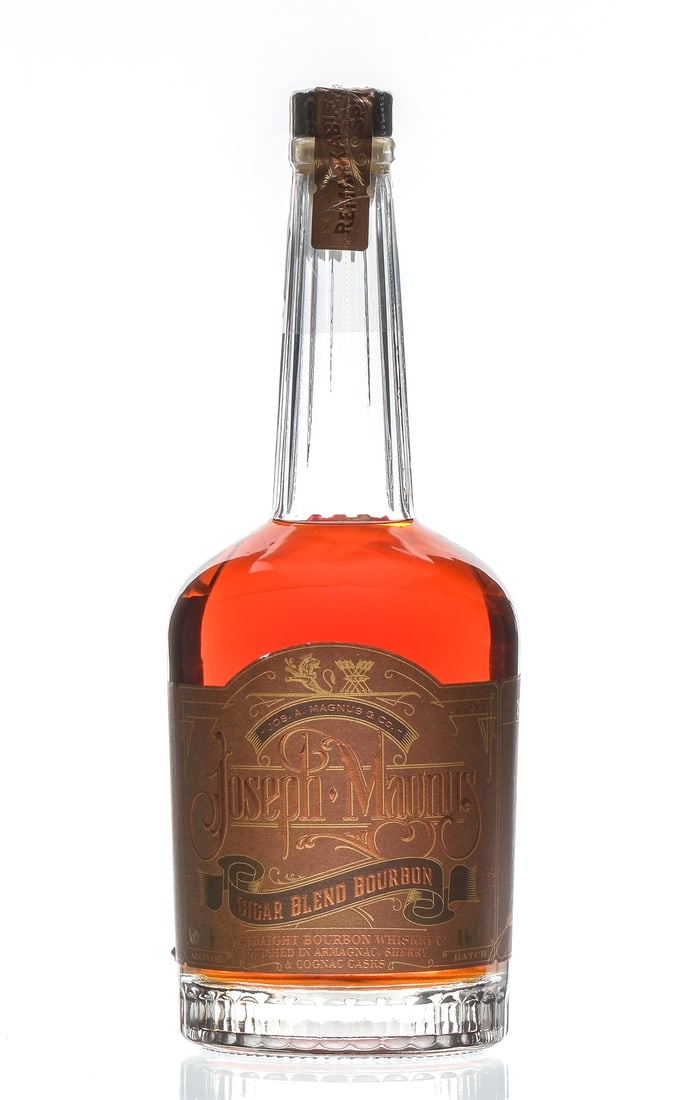 Joseph Magnus Cigar Blend Bourbon: Description Bottle No. 295. Batch 160. 60.13% ALC/VOL. Plastic seal intact. Labels excellent. Whiskey Bourbon Jos. A. Magnus & Co. USA Indiana 2023 1 750ml