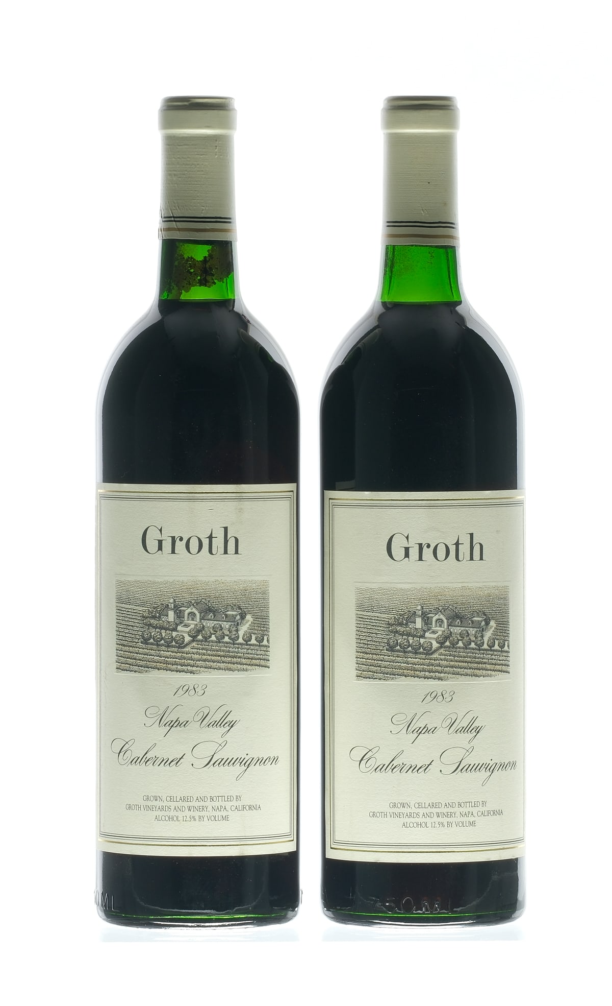 Groth Vineyards and Winery Cabernet 1983: Description Fill Level = Base Neck. Labels excellent. Wine Groth Vineyards and Winery USA Napa Valley Cabernet Sauvignon 1983 2 750ml