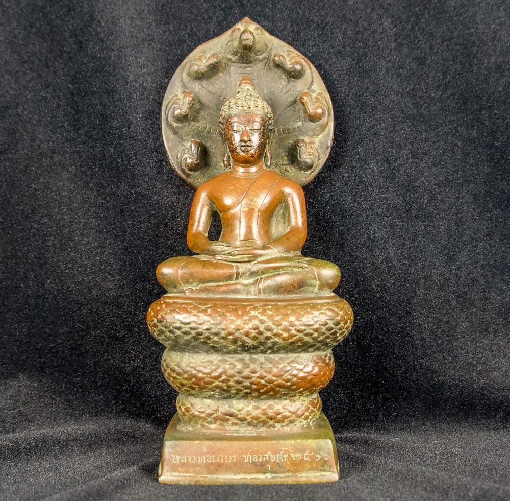 BRONZE INDIAN COBRA BUDDHA NAGA (1 of 5)