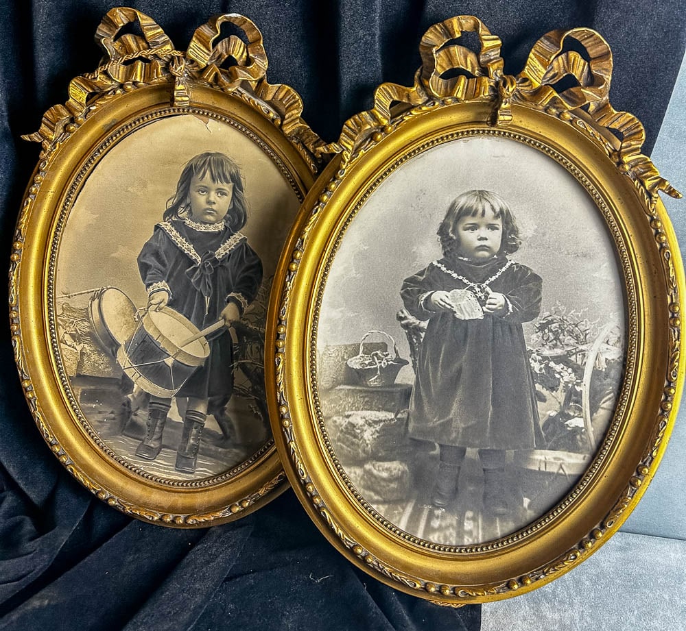 PAIR GOLD WOOD FRAMES 19C GIRLS: Oval PAIR GOLD WOOD FRAMES 19C GIRLS each measure 16in W x 22 in H Shipping: Shipping costs are not included but both international and national shipping quotes are available using UPS. We are happy t