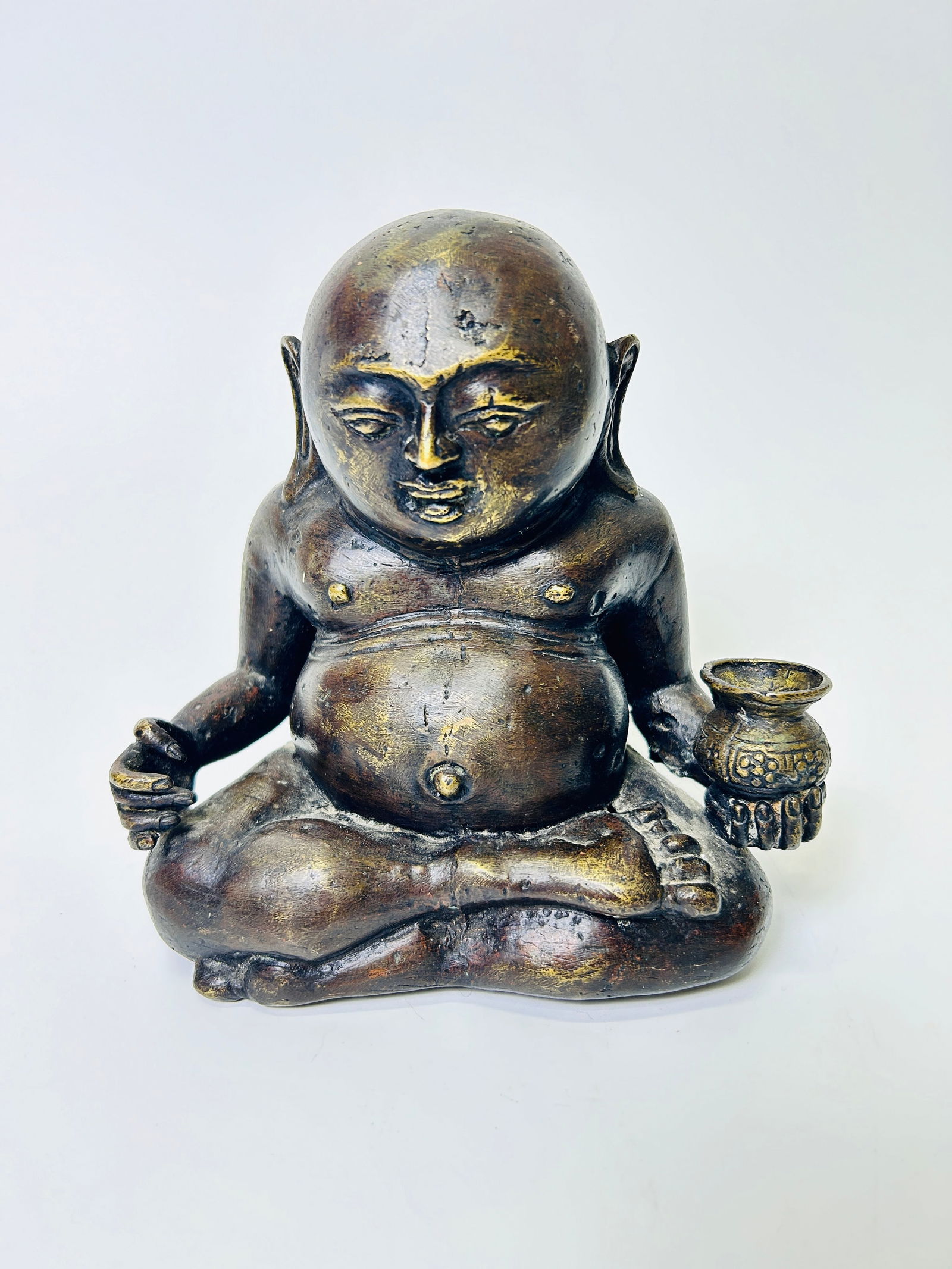 Antique Seated Bronze Buddha Begging (1 of 4)