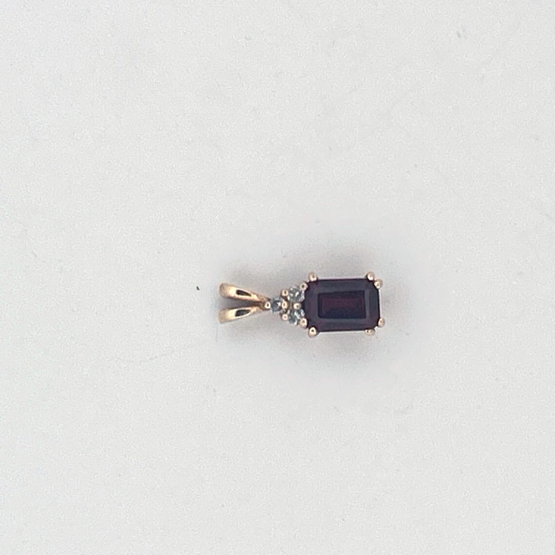 Gold Garnet & 3 Diamond Pendant (1 of 1)