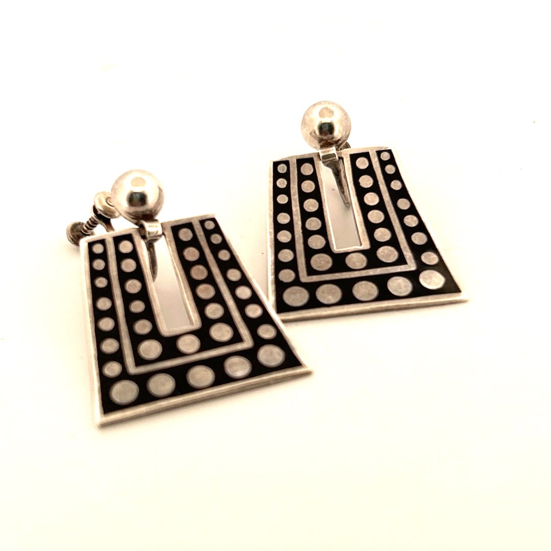 1950 Margot de Taxco Signed Modern Dots Earrings (1 of 2)