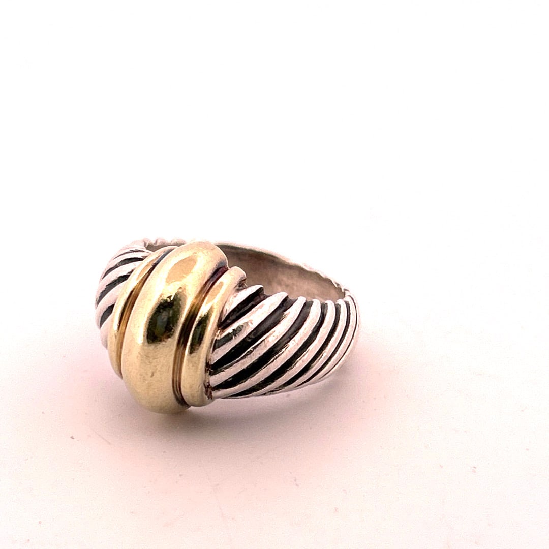 David Yurman Sterling 14k Gold Twisted Cable Dome Ring (1 of 2)