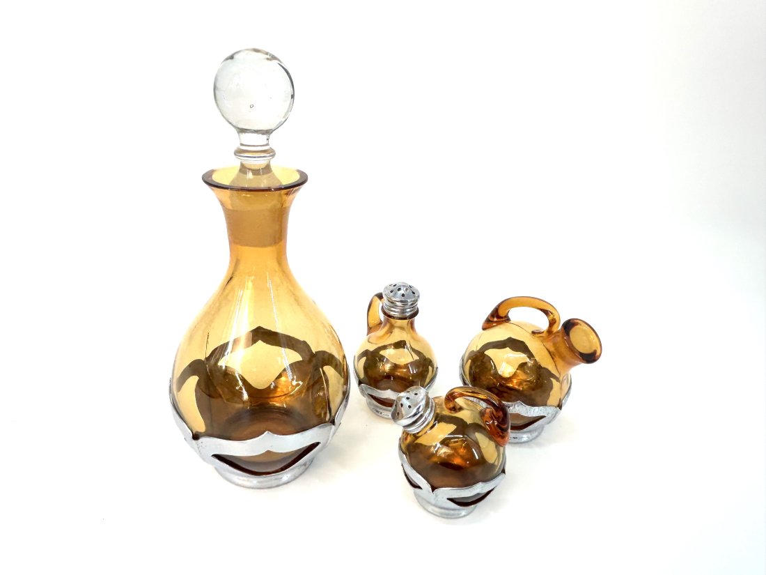 Farber Bros. Orange Glass & Chrome 4 part Salad set (1 of 1)