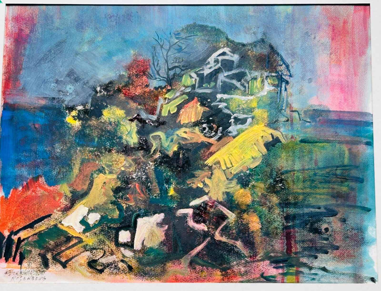 Sam Rosenberg Signed Original Oil Pastel House on a Hill (1 of 1)